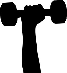 Strong hand holding dumbbell weightlifting fitness exercise workout muscle strength power gym training silhouette black