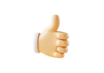 3D Thumbs Up Emoji Hand with Smooth Rounded Fingers and Glossy Finish, Png