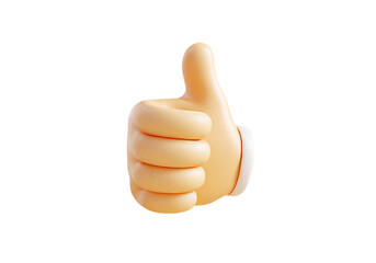 3D Thumbs Up Emoji Hand with Smooth Rounded Fingers and Glossy Finish, Png