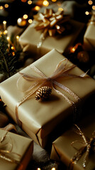 golden gift box with ribbon