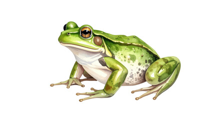 Obraz premium Vibrant green frog on a striking black background, captivating closeup of amphibian beauty