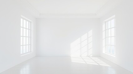 Fototapeta premium Empty White Room with Windows - Blank Space Banner