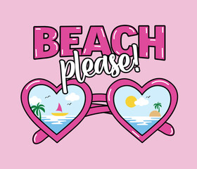 HEART-SHAPED SUNGLASSES REFLECTING THE BEACH