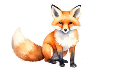 Fototapeta premium Expressive watercolor fox painting, a captivating wildlife portrait in vivid hues