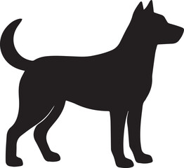 Black and white pet and wild animal silhouette vector illustration of a cat and dog