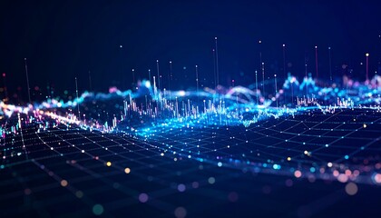 Blue Digital Wave of Big Data Visualization