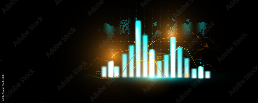 Poster background image of trading data analysis graph technology stock market trading