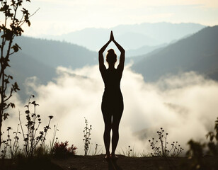 Persona haciendo yoga al aire libre