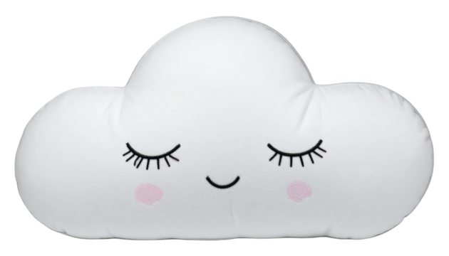 Dreamy cloud pillow with a touch of pink, soft, fluffy, and perfect for cozy comfort