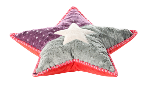 Adorable pink and purple stuffed star pillow, a soft cuddly toy for kids pink