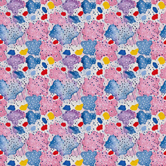 Colorful Painted Polka Dots Seamless Pattern
