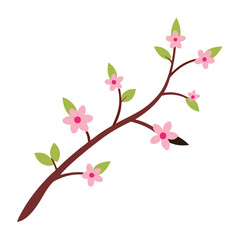 Fototapeta premium Watercolor Branch With Spring Flowers Artwork
