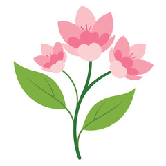 Fototapeta premium Spring Pink Blooms And Leaves Watercolor Art