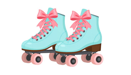 Retro roller skates clipart, colorful and vibrant design on a white background retro