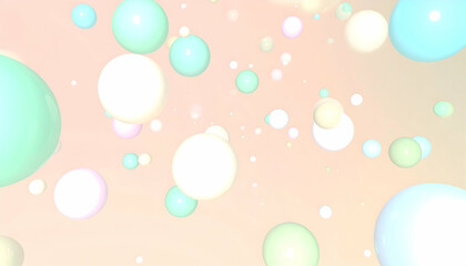 Pastel Spheres Floating on a Soft Peach Background