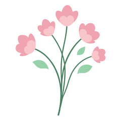 Obraz premium Light Pink Flower Bunch Watercolor With Stems