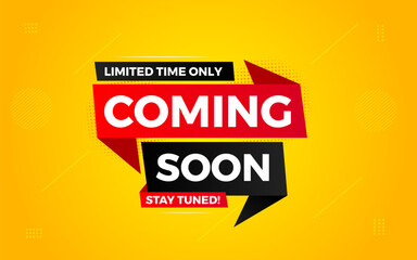 Coming Soon Sale Banner vector template. Grand Opening vector graphic element. Super shop label Promo design. Product opening festival background collection.