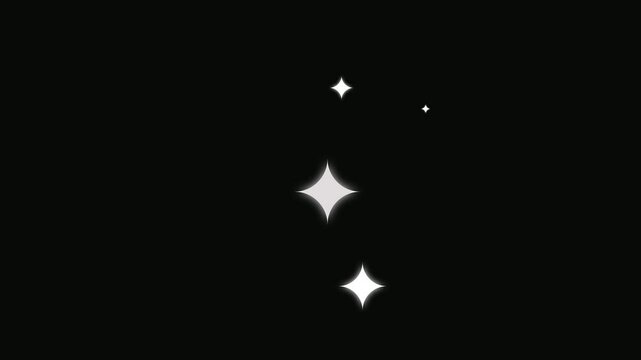 Blinking retro vector twinkling stars animated black screen. Shiny multiple stars sparkle, 4k star field animation, sparkling stars overlay. Twinkling twinkle of light. Animated starry sky background.
