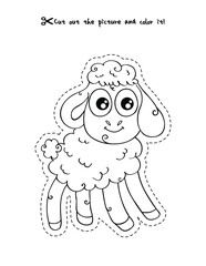 Sweet Baby Sheep for Coloring and Cutting Worksheet