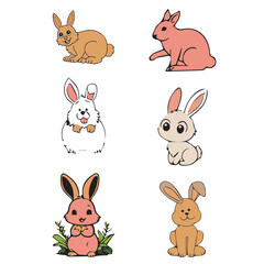 Rabbit Group Image Vector set