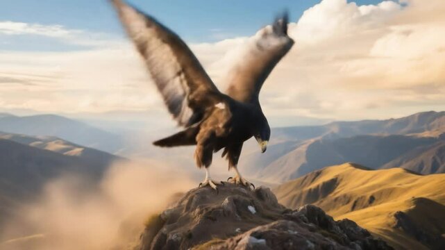 &Aacute;guila en la cima de una monta&ntilde;a