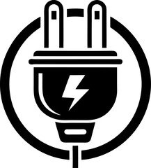 Electric plug icon vector  line art vector  black and white , white background