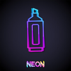 Glowing neon line Marker pen icon isolated on black background. Vector