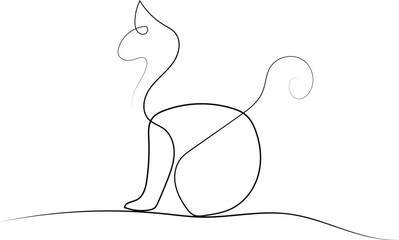 A charming black and white sketch of a cute cat, an artistic animal vector illustration