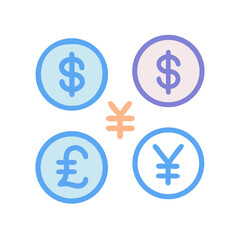 Finance line icon set of money, wallet, banking tools, currency symbols, investment chart, financial services, piggy bank, dollar thin linear illustration.