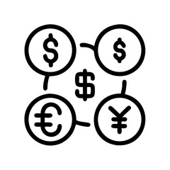 Obraz premium Finance line icon set of money, wallet, banking tools, currency symbols, investment chart, financial services, piggy bank, dollar thin linear illustration.