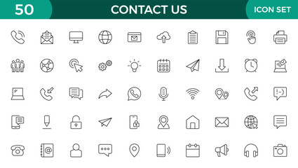 Set of simple Contact us icons for web and mobile app. Social Media network icon call us email mobile signs. Customer service. Contact support sign and symbols