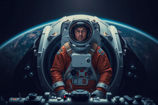 Astronaut in Spacesuit, Earth Orbit - Powered by Adobe