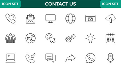 Set of simple Contact us icons for web and mobile app. Social Media network icon call us email mobile signs. Customer service. Contact support sign and symbols