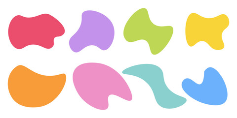 Hand drawn organic rectangle frames. Abstract doodle liquid shapes. Organic free flat blobs. Irregular fluid bubbles. Empty text box.