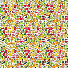 Seamless tileable pattern of colorful crayon fruits texture
