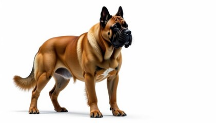 Majestic Mastiff, powerfully built, isolated on pure white background, brindle, animal