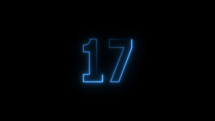 Fototapeta premium A glowing neon 17 number illustration . on a black background. and creating a illustration stunning 4k illustration .