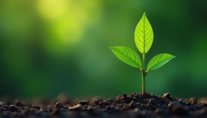 Small tree sprout, slender trunk, fresh leaves , environment, nature, botany