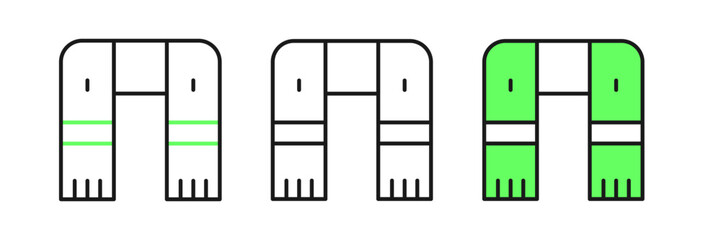 Set line Winter scarf icon isolated on white background. Vector