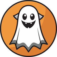 Cute Ghost Cartoon Illustration for Halloween Design Idea
