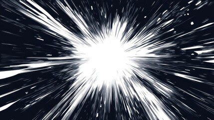 White light explodes outward in starburst pattern on dark background