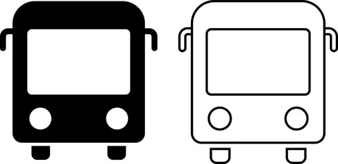Bus icon set. travel and commute symbols for mobility. Public passenger transportation sign. contemporary school. doubledecor and articulated buses
