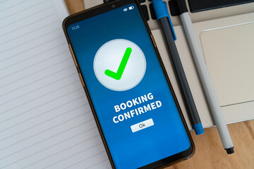Successfully booking notification on smartphone app.