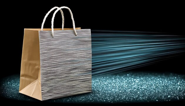 Shopping Bag, Light Trails, Black Background - Powered by Adobe