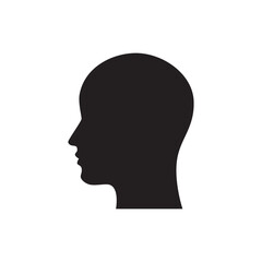 Silhouette head icon isolated on white.
