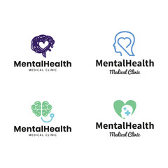 Set of Mental health logo vector illustration design