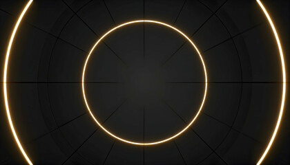 Glowing Golden Rings Abstract Geometric Dark Background