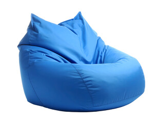 Vibrant blue beanbag chair against a black background.