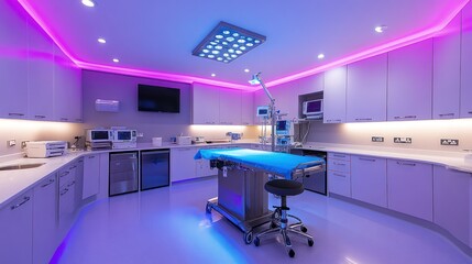 Modern surgical suite with vibrant lighting