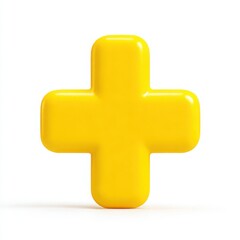 Obraz premium 3D Yellow plus sign symbol isolated on white background